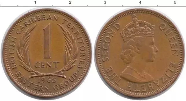 Монета цент Кариб 1965 года Бронза Елизавета II