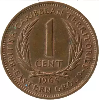 Монета цент Кариб 1965 года Бронза Елизавета II