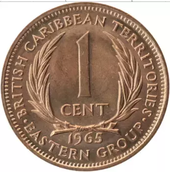 Монета цент Кариб 1965 года Бронза Елизавета II