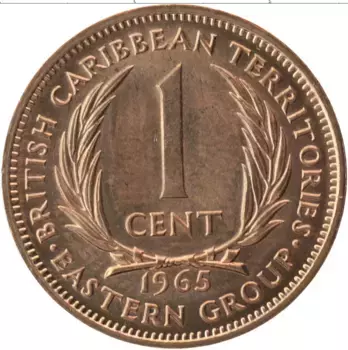 Монета цент Кариб 1965 года Бронза Елизавета II