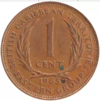 Монета цент Кариб 1965 года Бронза Елизавета II