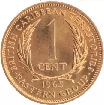 Монета цент Кариб 1965 года Бронза Елизавета II