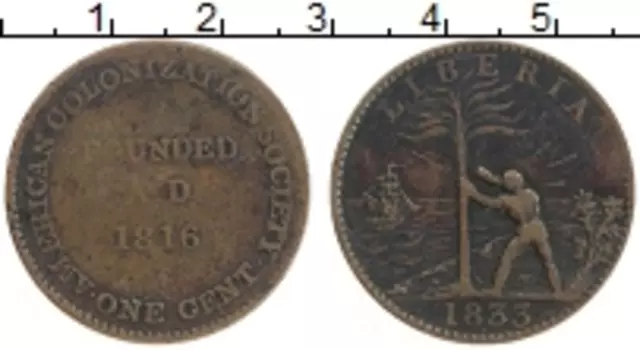 Монета цент Либерии 1833 года Медь KM# Tn2