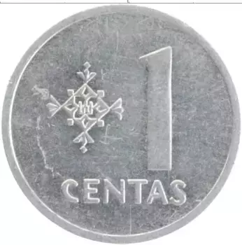 Монета цент Литвы 1991 года Алюминий