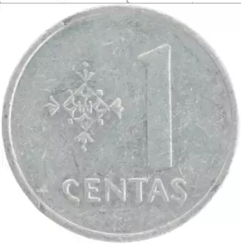 Монета цент Литвы 1991 года Алюминий