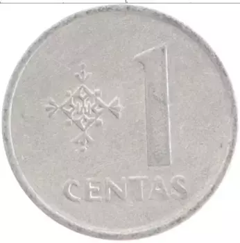 Монета цент Литвы 1991 года Алюминий