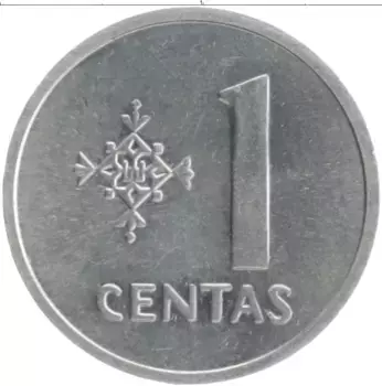 Монета цент Литвы 1991 года Алюминий