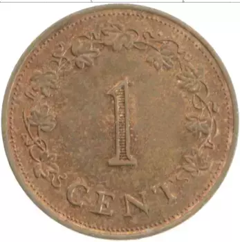 Монета цент Мальты 1977 года Бронза