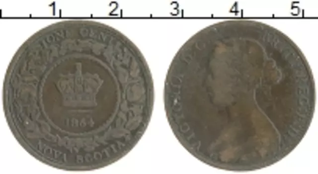 Монета цент Нью-Брансуика 1864 года Бронза Виктория