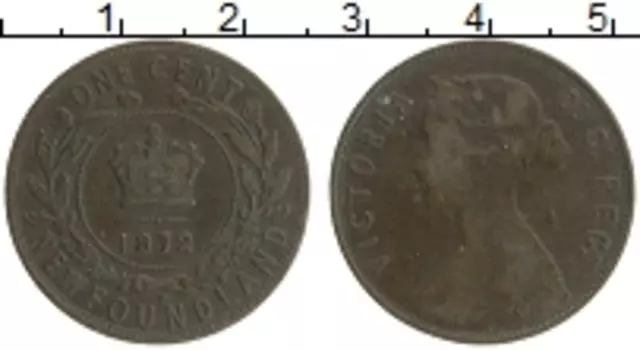 Монета цент Ньюфаундленда 1872 года Бронза Виктория