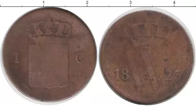 Монета цент Нидерланд 1823 года Медь