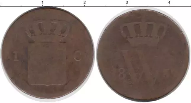 Монета цент Нидерланд 1839 года Медь