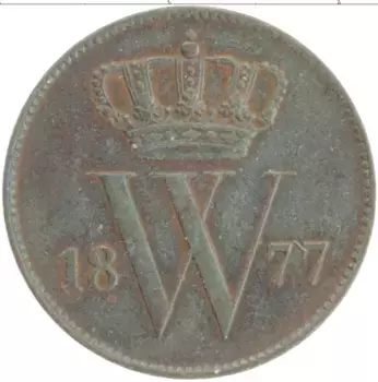 Монета цент Нидерланд 1877 года Медь Виллем III