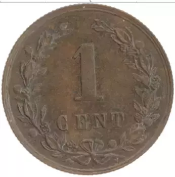 Монета цент Нидерланд 1878 года Бронза