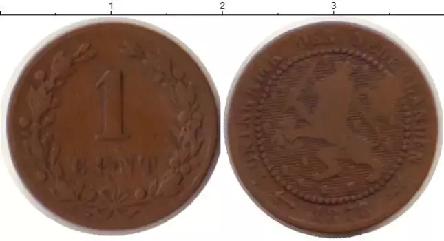 Монета цент Нидерланд 1878 года Медь