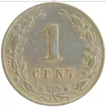 Монета цент Нидерланд 1880 года Бронза