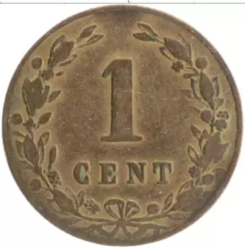 Монета цент Нидерланд 1883 года Бронза