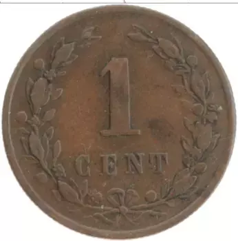 Монета цент Нидерланд 1898 года Бронза