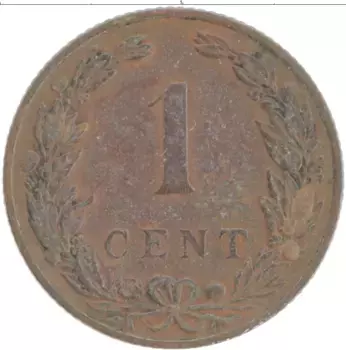 Монета цент Нидерланд 1906 года Бронза