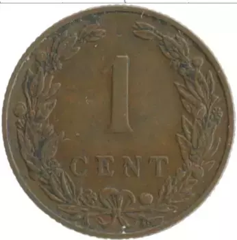 Монета цент Нидерланд 1906 года Бронза