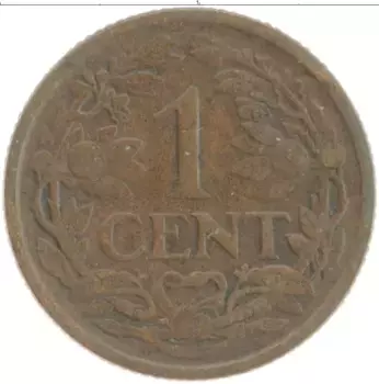 Монета цент Нидерланд 1914 года Бронза