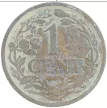 Монета цент Нидерланд 1915 года Бронза