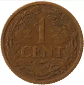 Монета цент Нидерланд 1916 года Бронза