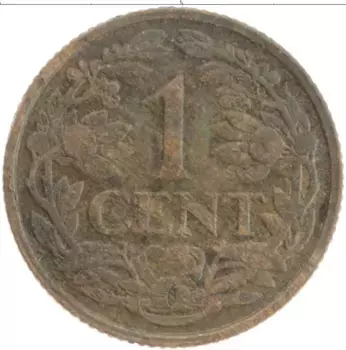 Монета цент Нидерланд 1916 года Бронза