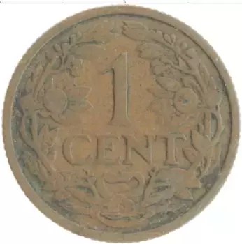 Монета цент Нидерланд 1916 года Бронза