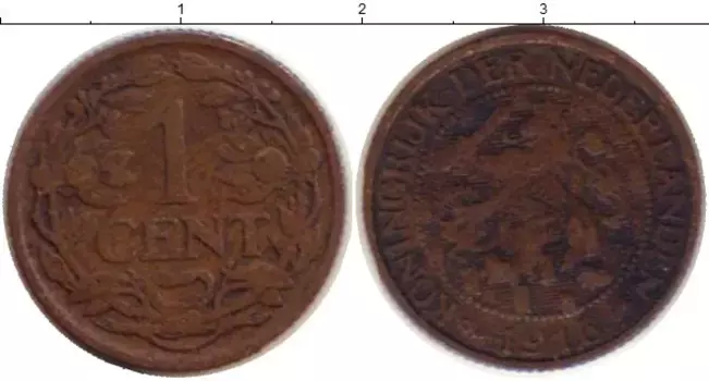 Монета цент Нидерланд 1916 года Медь