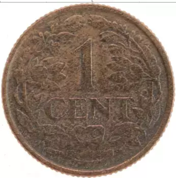 Монета цент Нидерланд 1918 года Бронза