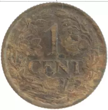 Монета цент Нидерланд 1921 года Бронза