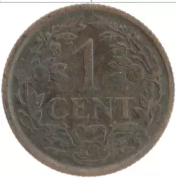 Монета цент Нидерланд 1921 года Бронза