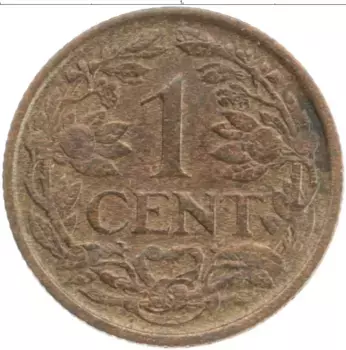 Монета цент Нидерланд 1926 года Бронза