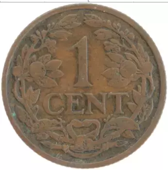 Монета цент Нидерланд 1927 года Бронза