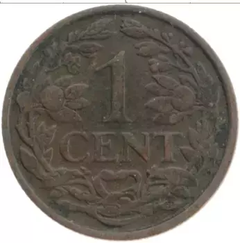 Монета цент Нидерланд 1927 года Бронза