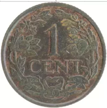 Монета цент Нидерланд 1927 года Бронза