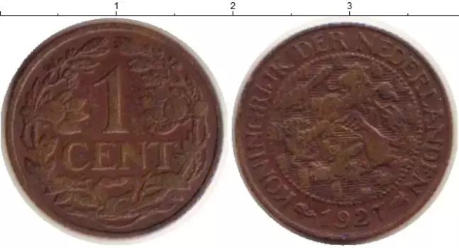Монета цент Нидерланд 1927 года Медь
