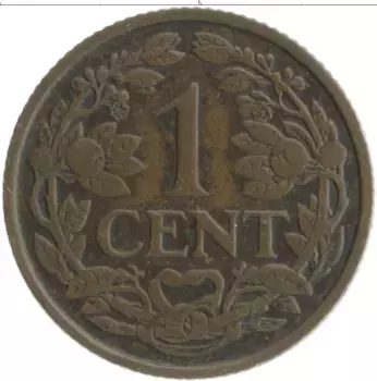 Монета цент Нидерланд 1929 года Бронза