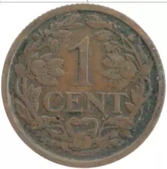 Монета цент Нидерланд 1930 года Бронза