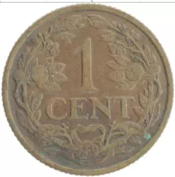 Монета цент Нидерланд 1940 года Бронза
