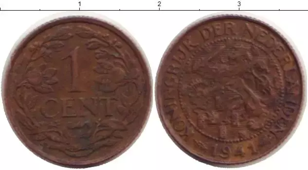 Монета цент Нидерланд 1941 года Бронза