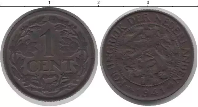 Монета цент Нидерланд 1941 года Медь