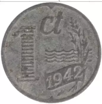 Монета цент Нидерланд 1942 года Цинк
