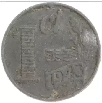 Монета цент Нидерланд 1943 года Цинк