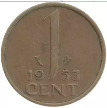 Монета цент Нидерланд 1953 года Бронза Юлиана
