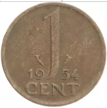Монета цент Нидерланд 1954 года Бронза Юлиана