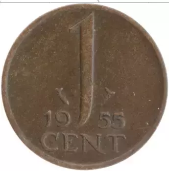 Монета цент Нидерланд 1955 года Бронза Юлиана