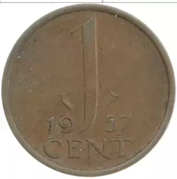 Монета цент Нидерланд 1957 года Бронза Юлиана