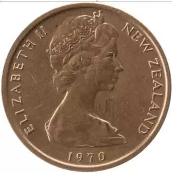 Монета цент Новой Зеландии 1970 года Бронза Елизавета II